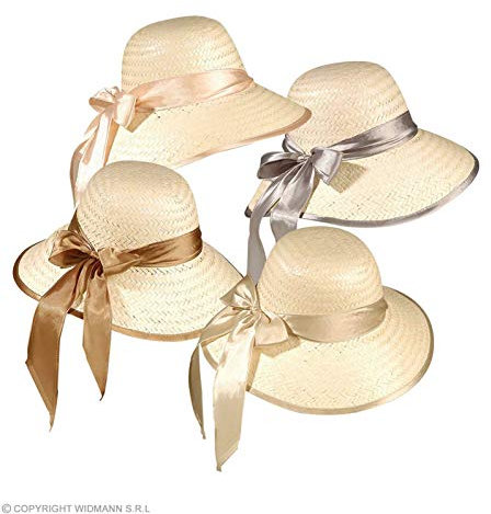 Straw Chicago withRibbon 20s 30s Gangster Hats Caps & Headwear for Fancy Dress Costumes Accessory