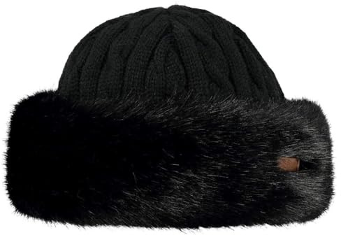 Barts Unisex Fur Cable Bandhat Baskenmütze, Schwarz (Black 0001), One Size (Herstellergröße: Uni)