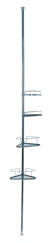 MSV Teleskop Badregal Duschecke Duschregal 4 Ablagen Höheverstellbar von 145 bis 250cm