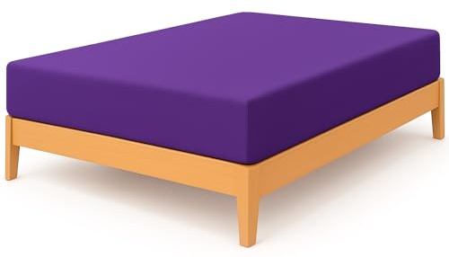 NIYS Luxury Bedding Finest 100% Egyptian Cotton 10/25 CM Fitted Sheets, (Double, Purple/Aubergine)