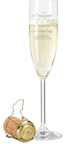 Leonardo - Bicchiere da spumante con incisione, scritta Schlechter Tag, Guter Tag - Frag nicht! - Divertente bicchiere d'atmosfera con scritta - Regalo divertente e originale per lui e per lui -