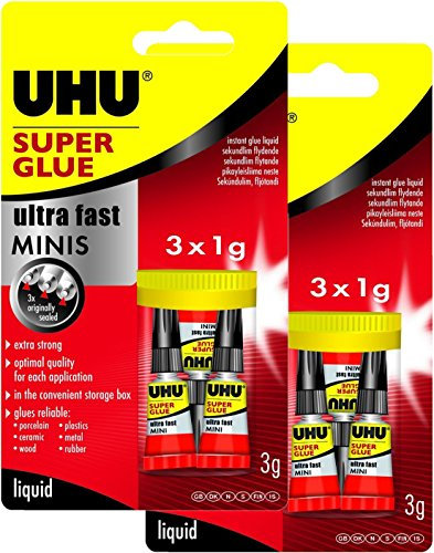 UHU Sekundenkleber Blitzschnell Minis (3 x 1 g (2er Set), Minis - Flüssig)