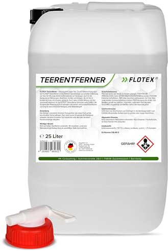 Flotex® Profi Teerentferner Auto - 25L I Teer Entferner für Auto, Wohnmobil, Werkzeuge & Mehr - Löst effektiv Rückstände von Teer, Bitumen, Öl & Fett I Bitumen Entferner, Baumharzentferner
