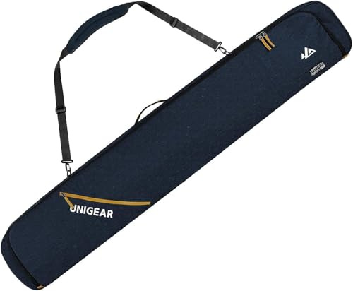 Unigear Dubbel vadderad skidväska, snowboardväska för 1-2 par skidor 165/175 cm, marinblå, 175cm, Skidväska