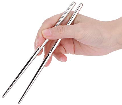 Fdit Edelstahl Essstäbchen 17,5 Cm Wiederverwendbare Lebensmittel Essstäbchen Küchengeschirr, Spülmaschinenfest, Silber