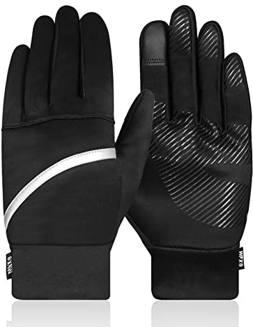 WESTWOOD FOX Vintervarma handskar Cykling Pekskärm Termiska löparhandskar för män Kvinnor Anti Slip Silikon Gel Halkfri Elastisk Manschett Vattenbeständiga Utomhussporter (UQ6, S)