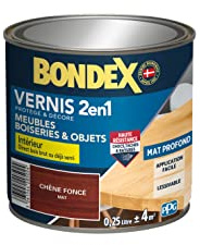 BONDEX - Vernis 2 en 1 Haute Résistance - Protège et Embellit le bois - Chêne Foncé Mat - 0,25 Litre