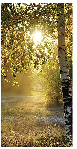 Hochwertiges Herbst Stoffbanner 'Herbstbirken' 100 x 200 cm braun Deko-Banner Textil-Banner Dekoration Wanddeko schwer entflammbar