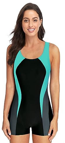 BEACHKINI Costume da Bagno Donna Intero, Aperto sul Retro, Competitivo, Grigio Verde, EU 50