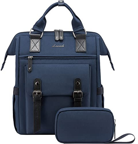 LOVEVOOK Rucksack Damen, Laptop Schulrucksack Mädchen Teenager 15,6 Zoll mit Datenkabel-Beutel, Wasserdicht Arbeitstasche Schultasche für Uni Arbeit Business Reise Büro Blau