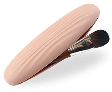 Sac de Pinceau de Maquillage Étanche, Étui de Voyage en Silicone pour Pinceaux, Crayon à Sourcils et Autres Accessoires (Rose)