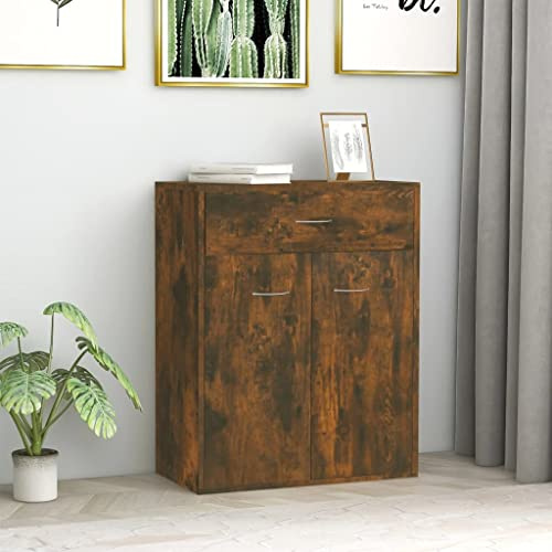 WIFESE Kommode Sideboard Räuchereiche 60x30x75 cm Holzwerkstoff KüChenschrank Komodenschrank Kommode Flur Sideboard Schlafzimmer Unterschrank KüChe Flurschrank Schmal Schrank