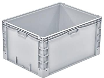 PROREGAL Euro-Norm Großbehälter | HxBxT 42x60x80cm | 168 Liter | Verstärkter Boden | Grau | Eurobehälter, Transportbox, Transportbehälter, Stapelbehälter