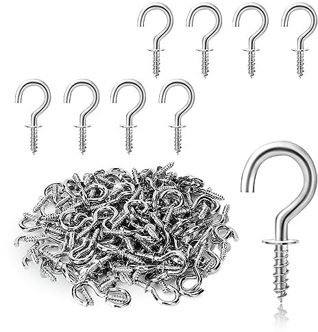KALIONE 100 Stück Kleine Schraubhaken, Auge Schraube Deckenhaken Mini für Holz in Haken hängende Pflanzen Kunst Dekorationen Schlüssel Weihnachtsdekoration Ideal für Garten (Silber)