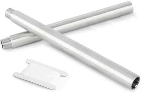 ERGAOBOY 2 Stück 1/2 BSP Außengewinde auf Innengewinde x 300mm Rohrverlängerung, 304 Edelstahl Gewinderohr Gerade Verbinder Adapter für Wasser, Luft, Gas & Sanitär