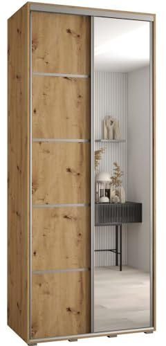 ABIKSMEBLE Armoire Porte coulissante Miroir Davos 5 - Armoire Chambre - Dressing Chambre Adulte - Penderie Vetement Dressing - Garde Robe - Placard Chambre - Armoire 2 Portes - Closet - Panderie