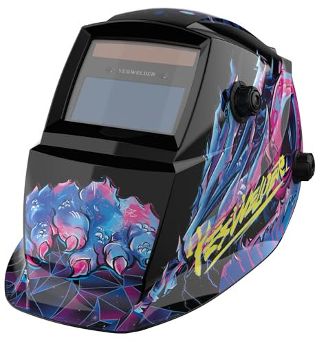 YESWELDER Careta Soldar Automatica Color Verdadero 92.5x42.5mm, Mascara de Soldar Alimentada Energía Solar, Capucha Casco de Soldadura Sombra Ancha 4/9-13 para TIG MIG ARC Grind