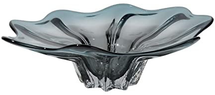 Transparent Black Glass Fruit Bowl Lotus Leaf Shape Fruit Basket Decorative Kitchen Table Fruit Dish Vegetable Bread Basket for Home Office Party Cesta De Frutas Fru Blue