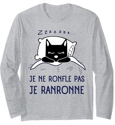 Je Ne Ronfle Pas Je Ronronne Pyjama Homme Humoristique Manche Longue