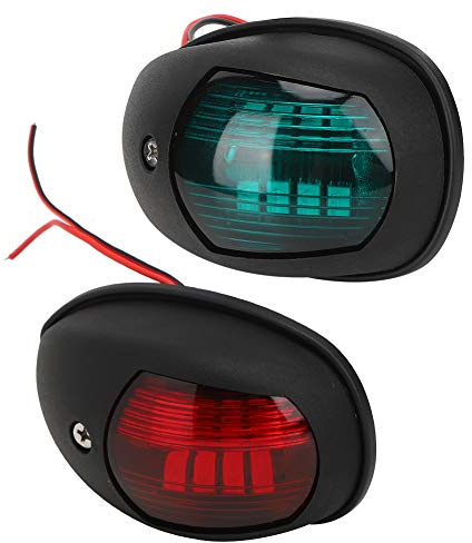NIZUUONE Luces de Navegación para Yates, Lámpara de Señal Impermeable de 10-30 V, Verde para Estribor, Roja para , Fácilmente Notada en Otros Barcos, Adecuada para Yates de (Black)