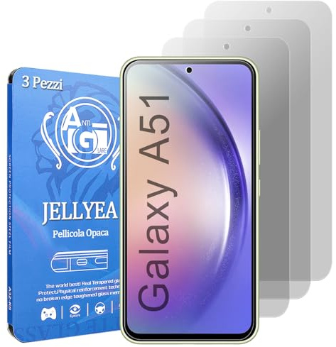 JELLYEA 3 Stück Matt Schutzfolie für Samsung Galaxy A51 Anti-Fingerabdrück Anti-Reflex Anti-Kratzer Displayschutz 9H Gehärtetes Glas für Galaxy A51,6.5