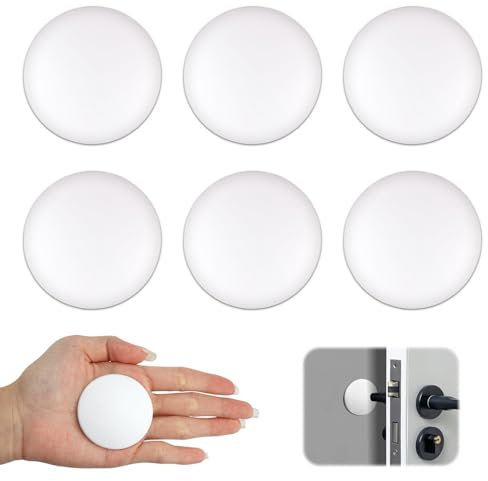 6 Pièces Ø 50 mm Butée de Porte Adhesive Blanc, Protection Poignee Porte, Butoir de Porte Pour les Murs, Butée de Poignée de Porte Murale, Butoirs de Porte pour Protéger les Poignées de Porte, Murs