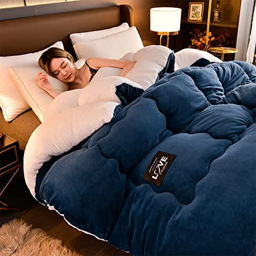 PRMTYUP Kaschmirdecke, Verdickte, Flauschige Bettdecke, Weiche, Warme Winterdecke, PlüSchige Bettdecke, Schwer, Warm FüR Den Winter, Verdickte Kaschmirdecke, Maschinenwaschbar,Blau,180×220cm(3kg)