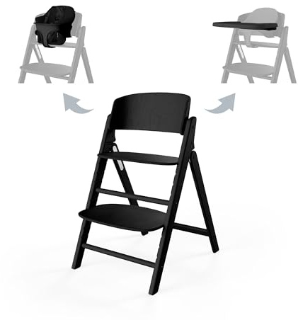 CYBEX Gold CLICK & FOLD Barnstol 3in1 set, Växer med barnet, 6 månader - 99 år, Kan användas från födseln genom separat Babysitter i guld, Inkl. babyset och bricka, bokträ/plast, Stunning Black