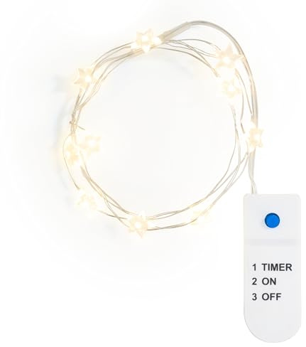 VBS Micro-LED-Lichterkette Stern mit 10 LEDs und Timer Weihnachtsbeleuchtung Deko-Lichterkette Dekoration Wohnzimmer Adventsdeko