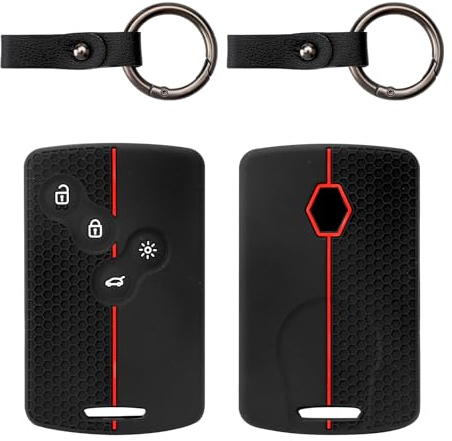 VOSSOT 2er Set Autoschlüssel Hülle kompatibel mit Renault,Autoschlüssel Hülle Renault für Renault Clio,Scenic,Megane,Duster, Sandero,Captur,Twingo,Silikon Schlüsselhülle Kompatibel mit Renault