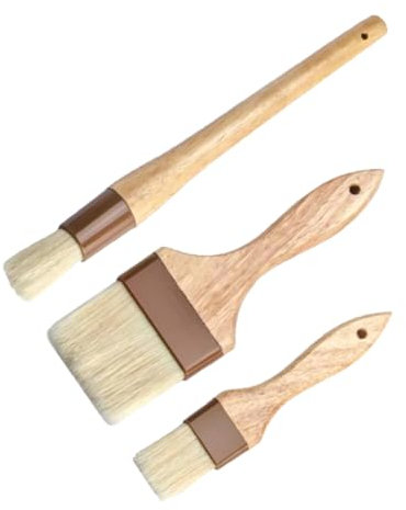 BESPORTBLE 3stücke Teiliges Backpinsel Mit Holzgriff Hitzebeständige Küchenbürste Für Öl Bbq-sauce Und Marinade Für Grillen Backen Und Kochen Langlebige Borsten Naturmaterialien