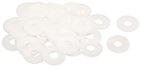 QUARKZMAN 40Pz Rondella Piatta in Nylon M10 10mm ID 30mm OD 2mm Spessore Guarnizioni Idrauliche Kit Piatte Guarnizione in Plastica Fissaggio Guarnizione Anello di Tenuta, Bianco | Rondelle di tenuta in plastica, anello di tenuta in plastica