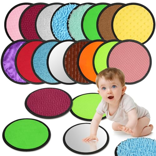 Vicloon Tapis Eveil Sensoriel Bébé, Tapis Sensoriel pour Enfants Autistes, 16 Dalles Sensorielles, Antidérapant de Haute Qualité Coussin Sensoriel, Soulagement du Stress Jouet Fidget pour Tout-Petits
