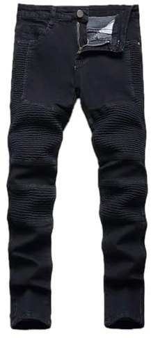 Echinodon Boys Motorcycle Jeans Kids Motorbike Denim Pants Skinny Stretch Jeans Trousers Black