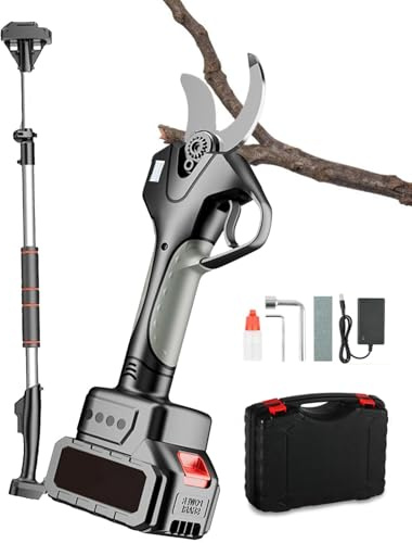 HCAUYNN Forbici Elettriche da Potatura Alte 5 Metri, Potatore Senza Fili Alimentato A Batteria 21V 1,5A, Regolazione Dell'Asta Telescopica 4,2-7,1 Piedi, Diametro di Taglio 30 Mm (1,2 Pollici)