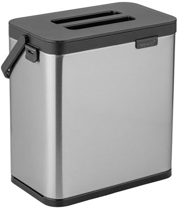 Wenko Cestino rifiuti MOD. Colin 3L Flessibile con Maniglia appendibile Acciaio Inox antimpronta e Base Antiscivolo 20,5x21x12,5 cm Argento Nero Opaco