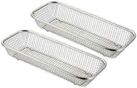GOOHOCHY Cesta Almacenamiento de Acero Inoxidable Lavavajillas Cubiertos, 2 Piezas, Resistente al Óxido, Drenaje y para Cocina