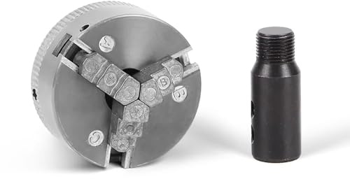 Metal Lathe Chuck Mini 3-Jaw Chuck， with Adapter, Machine Tool Accessory for Lathes/Bench Grinders/Electric Drills(8MM Connecting Rod)