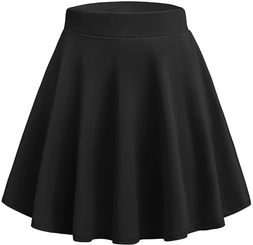Hotouch Rock Damen Basic Kurzer Mini Rock Elastische Taille Skater Rock A Linie Faltenrock