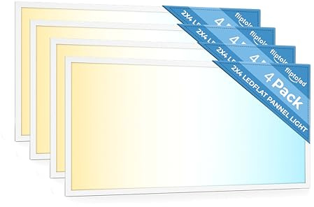 4 Pack 2x4 LED Flat Panel Light for Drop Ceiling, 9360lm Selectable 30W/40W/50W/60W/72W, Color Temperature 3000K/3500K/4000K/5000K/6500K, 0-10V Dimmable, 120-277V, ETL,DLC