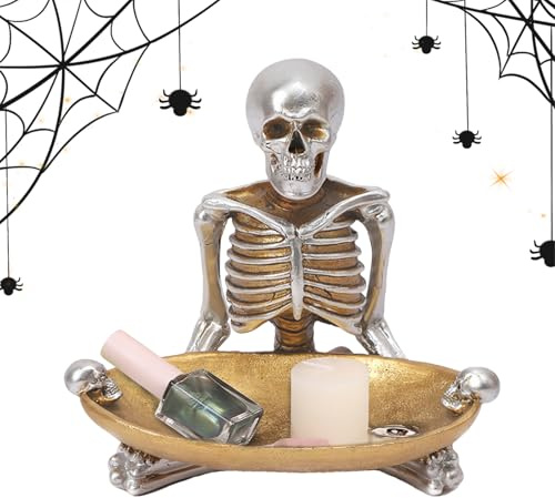 Generico Halloween Skålar | Skalle Godis Box | Skrämmande Harts Bricka Vintage Dekoration för Smycken Frukt Kex Snack | Hem Bar Kontor Party Party