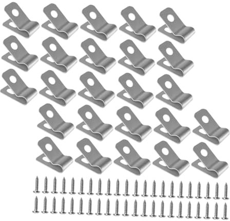 NUOBESTY 100 Ensembles Clips de Fixation INOX pour Grillage Rigide Pinces Fiables avec Vis pour Clôture Agricole Lot pour Montage Sécurisé sur Poteau et Mur