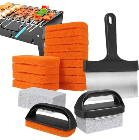 Limpiador de Plancha,Juego de Limpieza Multifuncional para Planchas de Cocina | Accesorios de Limpieza para Planchas de Cocina Restaurante