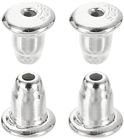 QUARKZMAN 4 Pezzi Fermagli Per Orecchini, 2.5mm Argento S925 A Forma Di Proiettile Sostituti Per Orecchini A Perno, Argento