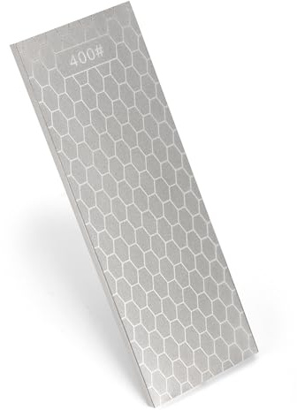 WeeGoo Diamond Sharpening Stone, 2 Side Grit 400/1000 Honeycomb Diamond Plate Honing Stone, 20×7×0.8 CM Silver Sharpening Stones for Knives Scissors Chisels Tools