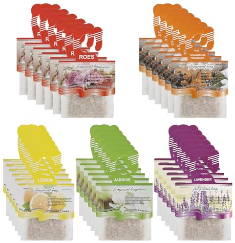 PYserne 30 PCS Wardrobe Fresheners 6 Scents With Hanging Sachets | Drawer Freshener, 6 Scents Fragrance Sachets, for Clothes Drawers Closets Room Wardrobe Bathroom