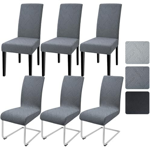 Alishomtll Stolsöverdrag i set om 6 Jacquard stolsbezug, stolsskydd för svängstoler, elastiska överdrag för stolar, avtagbara stolsbezüge för matsal, fria svängstoler för kök, restaurang, hotell