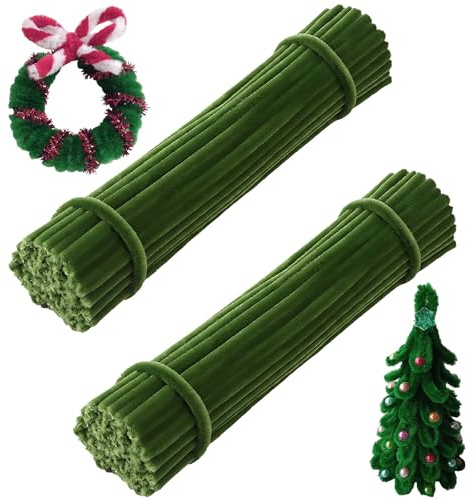 Pfeifenputzer Grün, Pfeifenreiniger Zum Basteln, 200 Stück Dicke Pfeifenputzer Für Weihnachten, Kreative Bastelprojekte Mit Grünen Pfeifenreinigern