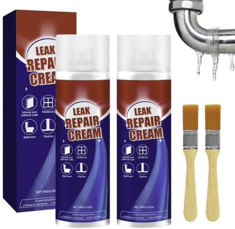 2 PCS Leak Repair Waterproof Sealant, Leak Repair Cream, Fast Drying Transparent Sealant Liquid, Waterproof Coating Cream With Brush, For Gutter, Repairs Roof, Drainpipe