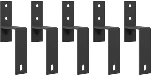 5 Pcs Barn Door Bypass Brackets for Flat Rails, Heavy-Duty Carbon Steel Sliding Hardware Kit, 80kg Load Capacity, Black Finish, Easy Installation for Double Doors, Space-Saving Design